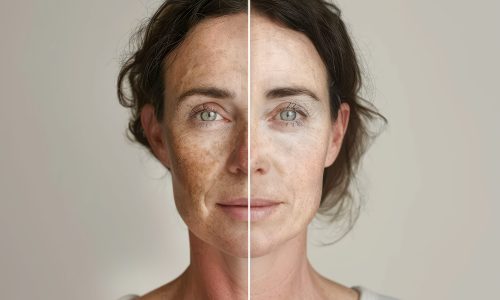 Comparative facial sun spot treatment